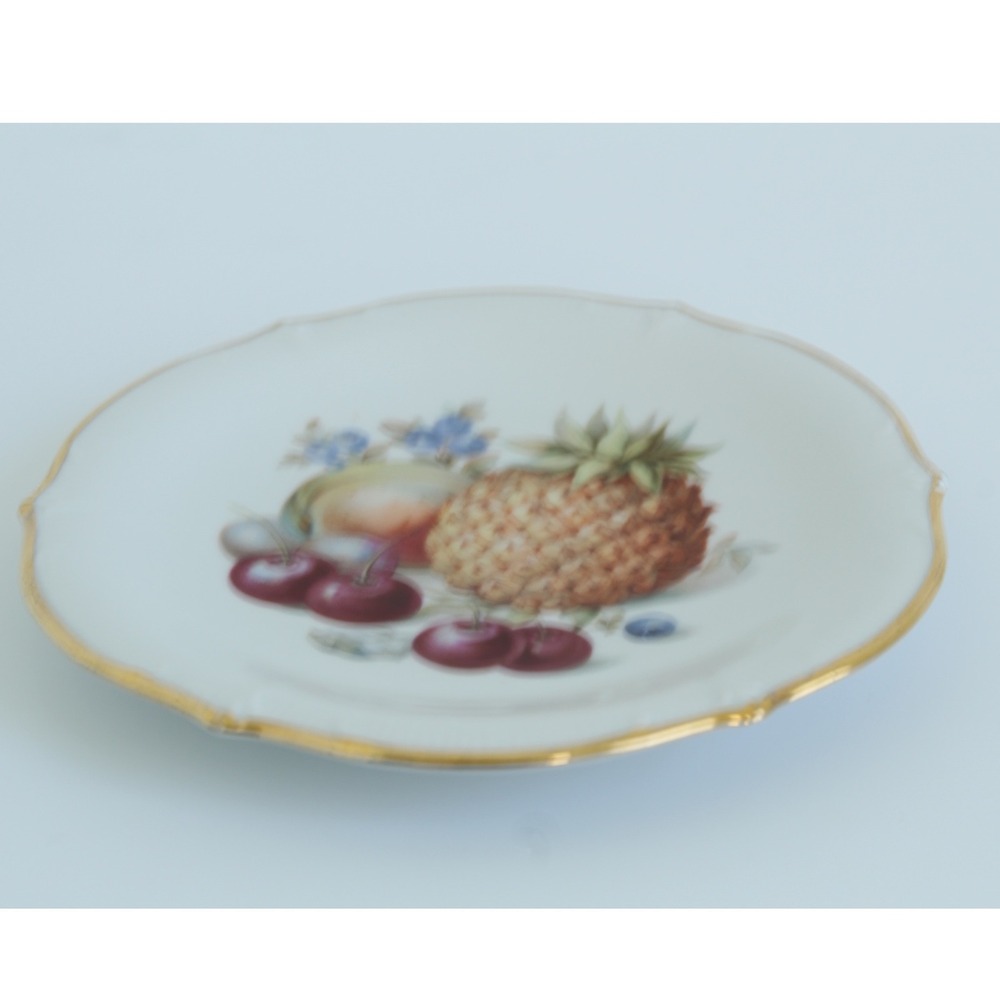 Schumann Arzberg Fruit Motif Porcelain Plate Gold‎ Trim Germany 6.25in Vintage - Picture 3 of 7